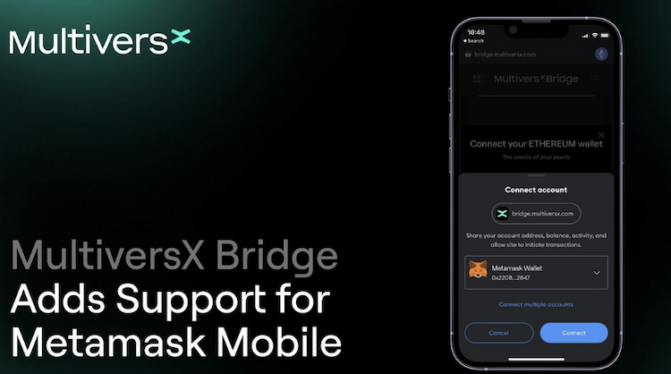 MultiversX's Bridge adds support for MetaMask on mobile.